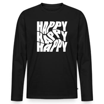 Bold Happy Graffiti Typography - Men's Premium Organic Long Sleeve Shirt - black - Front - Nico (187cm)