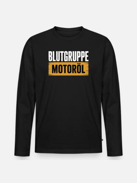 Blutgruppe Motoröl Schrauber Design - Männer Premium Bio Langarmshirt - Schwarz