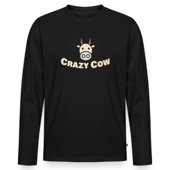 CRAZY COW - Männer Premium Bio Langarmshirt - Schwarz - Vorne - Nico (187cm)