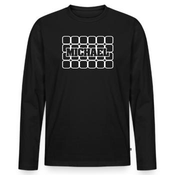 Michael - Männer Premium Bio Langarmshirt - Schwarz - Vorne - Nico (187cm)