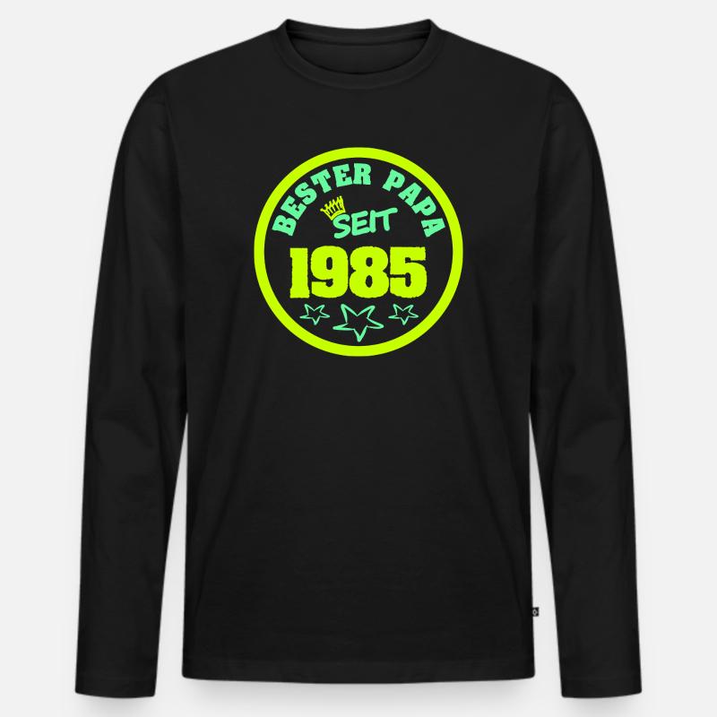 Vater 1985 - Männer Premium Bio Langarmshirt - Schwarz