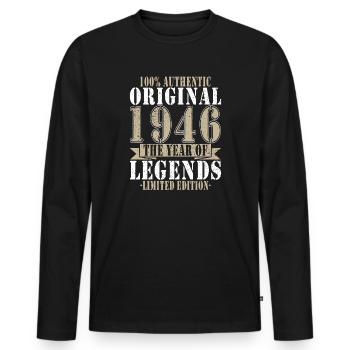 Jahrgang 1946 Geburtstag - Männer Premium Bio Langarmshirt - Schwarz - Vorne - Nico (187cm)