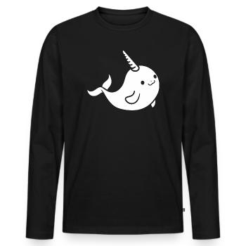 Narwal - Männer Premium Bio Langarmshirt - Schwarz - Vorne - Nico (187cm)