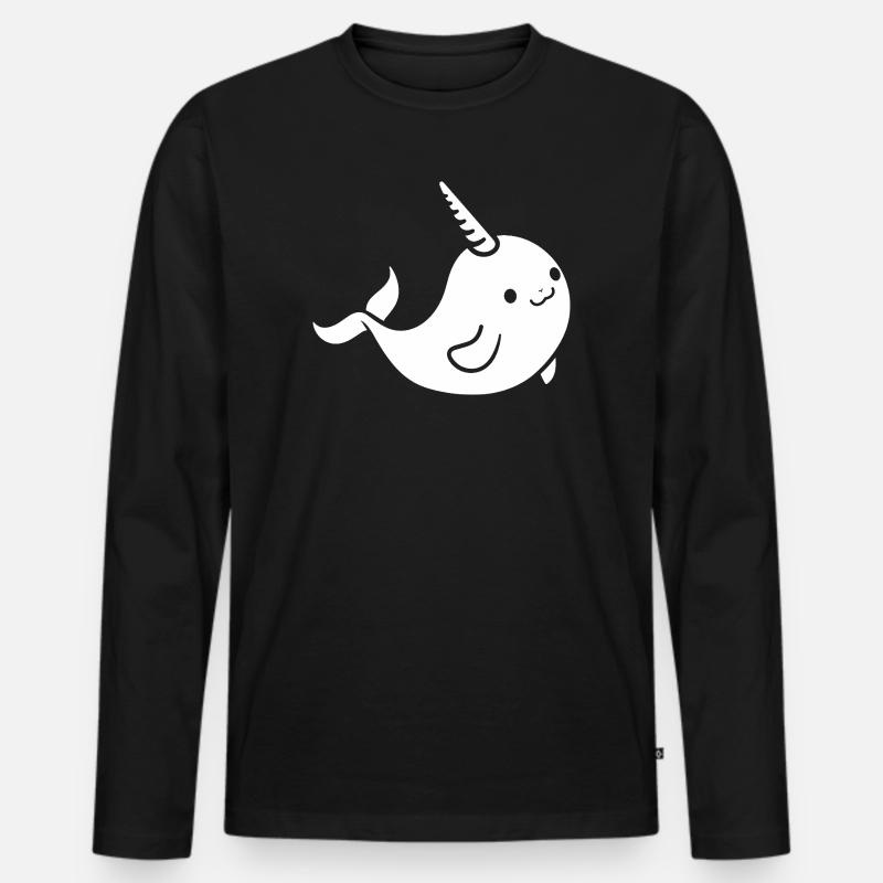 Narwal - Männer Premium Bio Langarmshirt - Schwarz