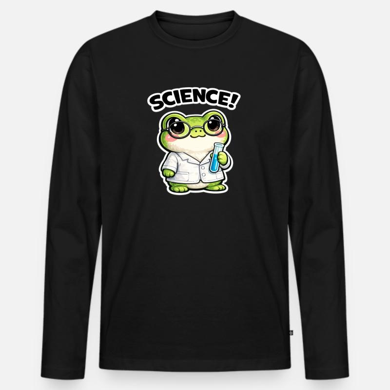 Wissenschaftsfrosch mit Brille - Männer Premium Bio Langarmshirt - Schwarz