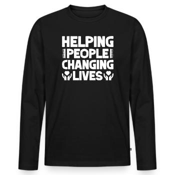 Social Worker Quote Helping People Changing Lives - Men's Premium Organic Long Sleeve Shirt - black - Front - Nico (187cm)