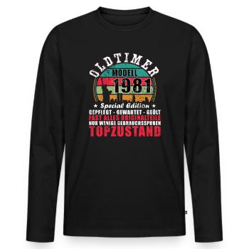 Voiture classique 1981 Vintage 1981 45e anniversaire 1981 - T-shirt manches longues Premium bio Homme - noir - Devant - Nico (187cm)