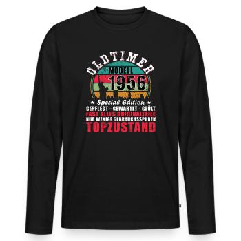 Millésime 1956 Millésime 1956 70e anniversaire 1956 - T-shirt manches longues Premium bio Homme - noir - Devant - Nico (187cm)