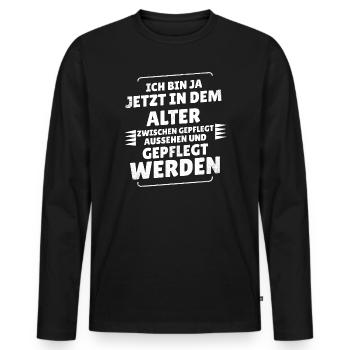 Rentner Spruch - Männer Premium Bio Langarmshirt - Schwarz - Vorne - Nico (187cm)