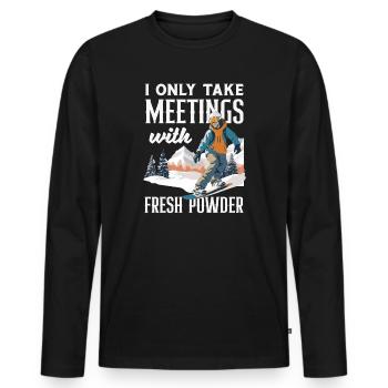 Snowboarden Snowboardtreffen Sessellift - Männer Premium Bio Langarmshirt - Schwarz - Vorne - Nico (187cm)