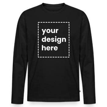 Ihr Design hier - Männer Premium Bio Langarmshirt - Schwarz - Vorne - Nico (187cm)