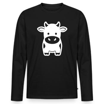 Icône de la vache debout de la vache laitière debout - T-shirt manches longues Premium bio Homme - noir - Devant - Nico (187cm)