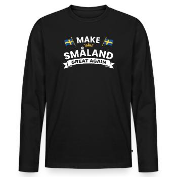 Småland Flaggenband Krone - Männer Premium Bio Langarmshirt - Schwarz - Vorne - Nico (187cm)