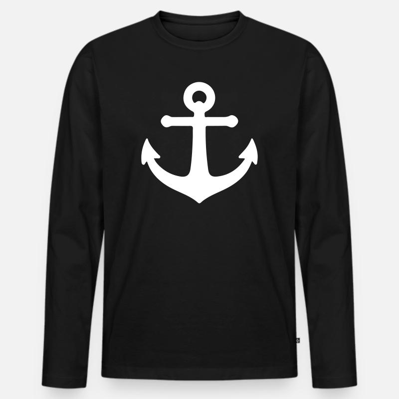 Anker Symbol - Männer Premium Bio Langarmshirt - Schwarz