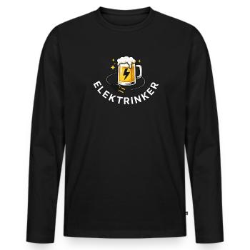 Elektrinker – Pun Gift for Electrician - Men's Premium Organic Long Sleeve Shirt - black - Front - Nico (187cm)