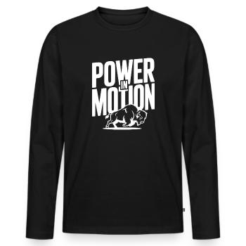 Kraft in Bewegung - Männer Premium Bio Langarmshirt - Schwarz - Vorne - Nico (187cm)