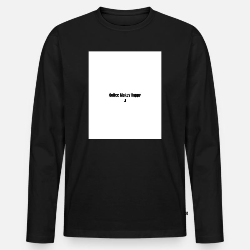 Kaffee Macht Glücklich - Männer Premium Bio Langarmshirt - Schwarz