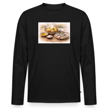 Pommes de terre veste avec hareng ukrainien - T-shirt manches longues Premium bio Homme - noir - Devant - Nico (187cm)
