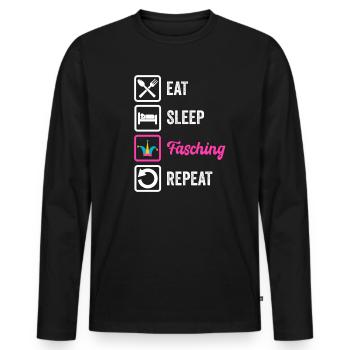 Eat Sleep Fasching Repeat – Helau Spruch - Men's Premium Organic Long Sleeve Shirt - black - Front - Nico (187cm)