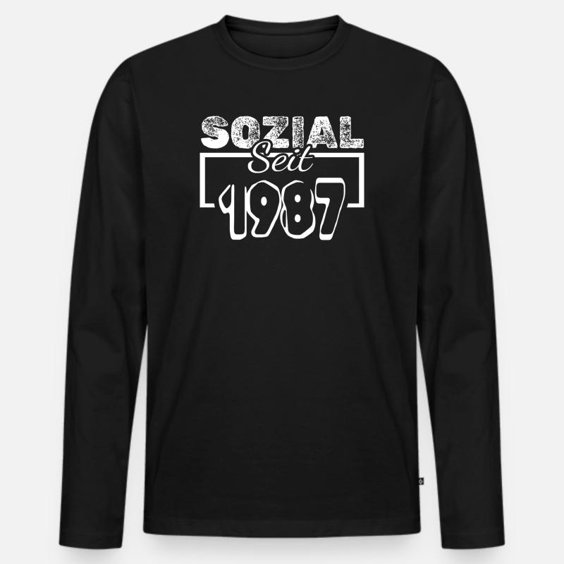 Sozial 1987 - Männer Premium Bio Langarmshirt - Schwarz