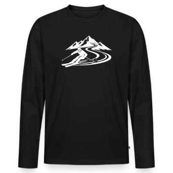 Ski Mountains Slope - Men's Premium Organic Long Sleeve Shirt - black - Front - Nico (187cm)