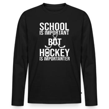 L’école est importante mais le hockey est plus important - T-shirt manches longues Premium bio Homme - noir - Devant - Nico (187cm)