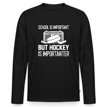 L’école est importante mais le hockey est plus important - T-shirt manches longues Premium bio Homme - noir - Devant - Nico (187cm)