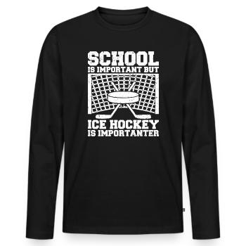 L’école est importante mais le hockey est plus important - T-shirt manches longues Premium bio Homme - noir - Devant - Nico (187cm)