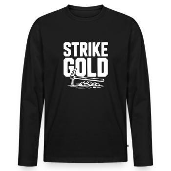 Strike Gold - T-shirt manches longues Premium bio Homme - noir - Devant - Nico (187cm)