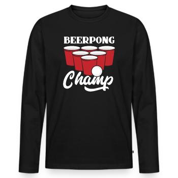 BeerPong Champion Motiv - Männer Premium Bio Langarmshirt - Schwarz - Vorne - Nico (187cm)