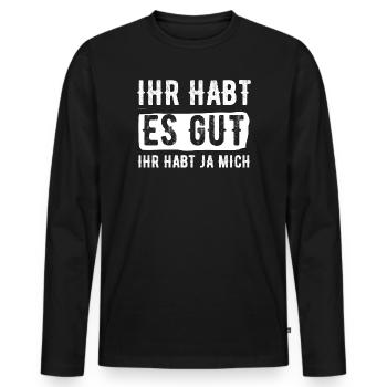 Tu as bien joué, tu m’as eu - T-shirt manches longues Premium bio Homme - noir - Devant - Nico (187cm)
