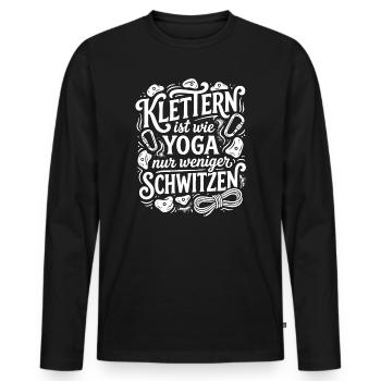 Klettern ist wie Yoga, nur weniger Schwitzen - Männer Premium Bio Langarmshirt - Schwarz - Vorne - Nico (187cm)