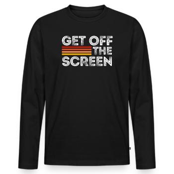 Runter vom Bildschirm - Männer Premium Bio Langarmshirt - Schwarz - Vorne - Nico (187cm)