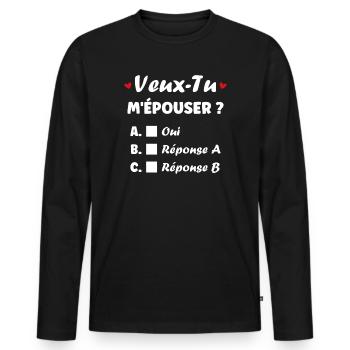 Do you want to marry me? Choice in Love - Men's Premium Organic Long Sleeve Shirt - black - Front - Nico (187cm)