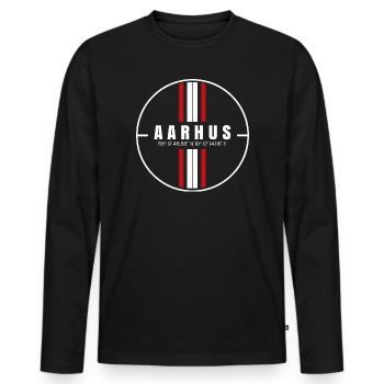 Coordonnées d’Aarhus - T-shirt manches longues Premium bio Homme - noir - Devant - Nico (187cm)
