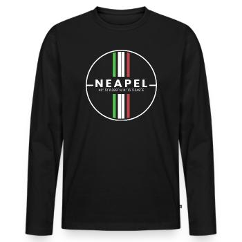 Coordonnées de Naples - T-shirt manches longues Premium bio Homme - noir - Devant - Nico (187cm)