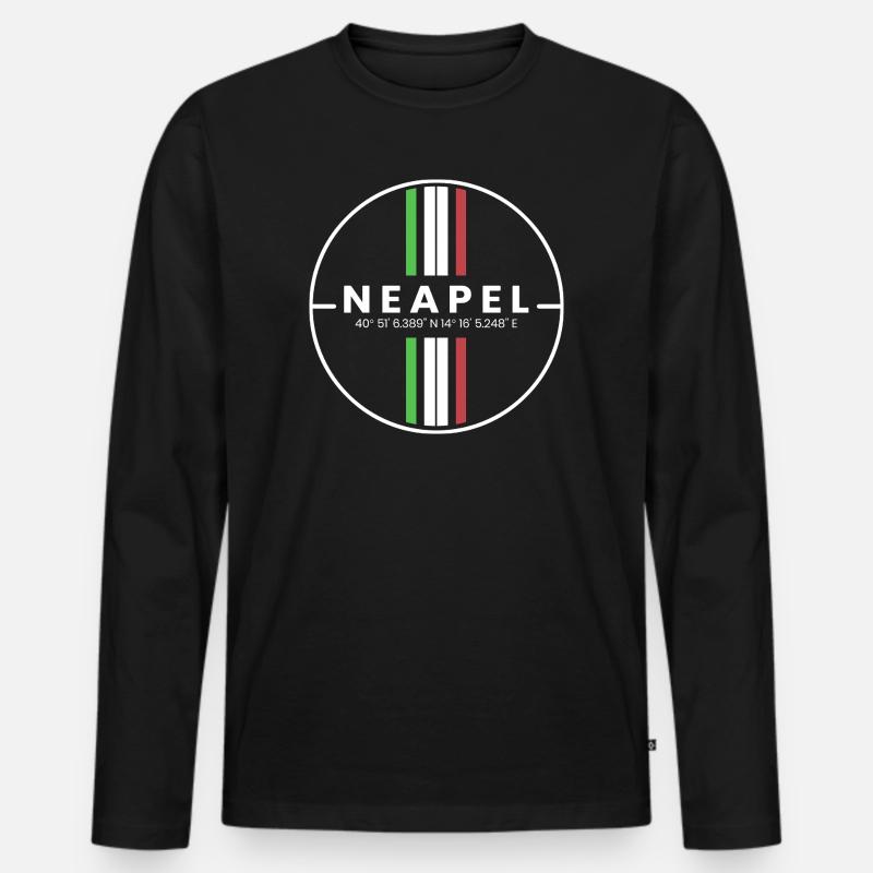 Naples Coordinates - Men's Premium Organic Long Sleeve Shirt - black
