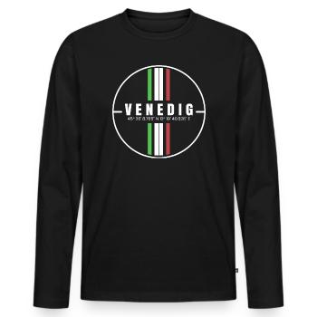 Coordonnées Venise - T-shirt manches longues Premium bio Homme - noir - Devant - Nico (187cm)