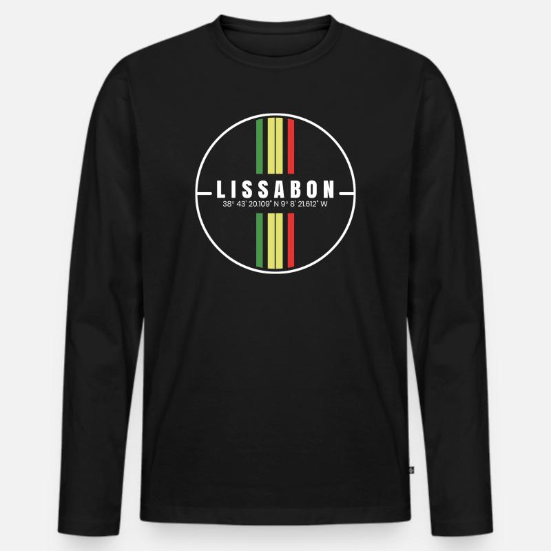 Lisbon Coordinates - Men's Premium Organic Long Sleeve Shirt - black