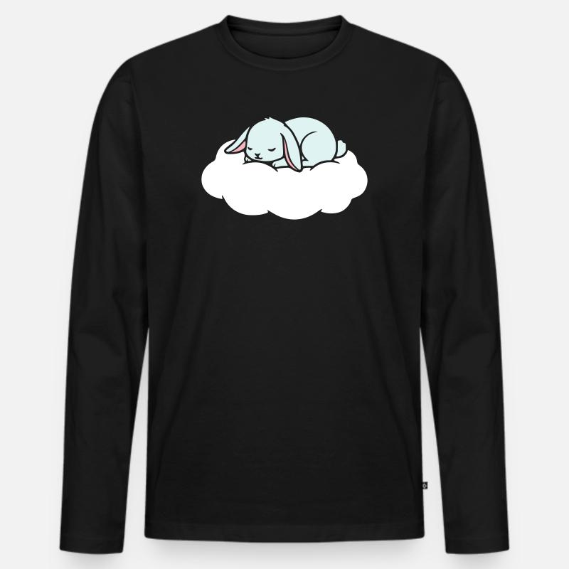 Sleeping Rabbit on Cloud Dream - Men's Premium Organic Long Sleeve Shirt - black