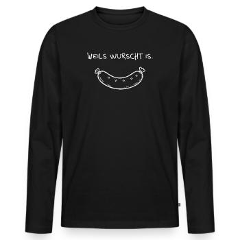 Weils wurscht is – dialect saying with sausage - Men's Premium Organic Long Sleeve Shirt - black - Front - Nico (187cm)