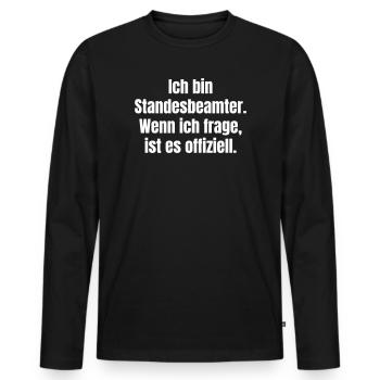 Je suis registraire à Spruch - T-shirt manches longues Premium bio Homme - noir - Devant - Nico (187cm)