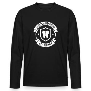 Bruxism Defender Dents Grincement de dents chaque soir - T-shirt manches longues Premium bio Homme - noir - Devant - Nico (187cm)