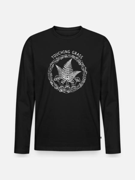 Touching Grass Natural Mushrooms - Men's Premium Organic Long Sleeve Shirt - black