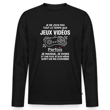 Video Game Addict Gift Idea for Teen Gamer - Men's Premium Organic Long Sleeve Shirt - black - Front - Nico (187cm)