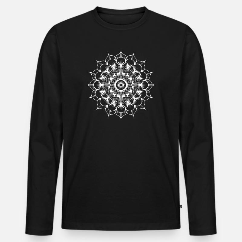Mandala - Männer Premium Bio Langarmshirt - Schwarz