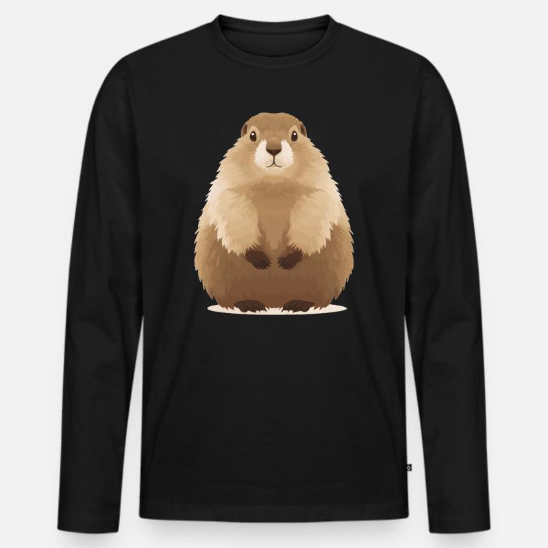 süßes knuffiges Murmeltier - Männer Premium Bio Langarmshirt - Schwarz