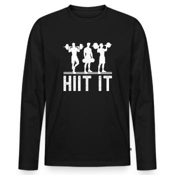 Gym Junkies Hiit It Calisthenics Fitness - Men's Premium Organic Long Sleeve Shirt - black - Front - Nico (187cm)