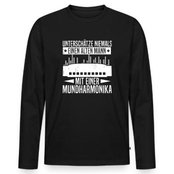 Harmonica musician never underestimate a - Men's Premium Organic Long Sleeve Shirt - black - Front - Nico (187cm)