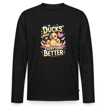 Les canards rendent tout meilleur Les canards font tout - T-shirt manches longues Premium bio Homme - noir - Devant - Nico (187cm)